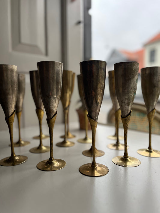 Franske messing champagnefløjter