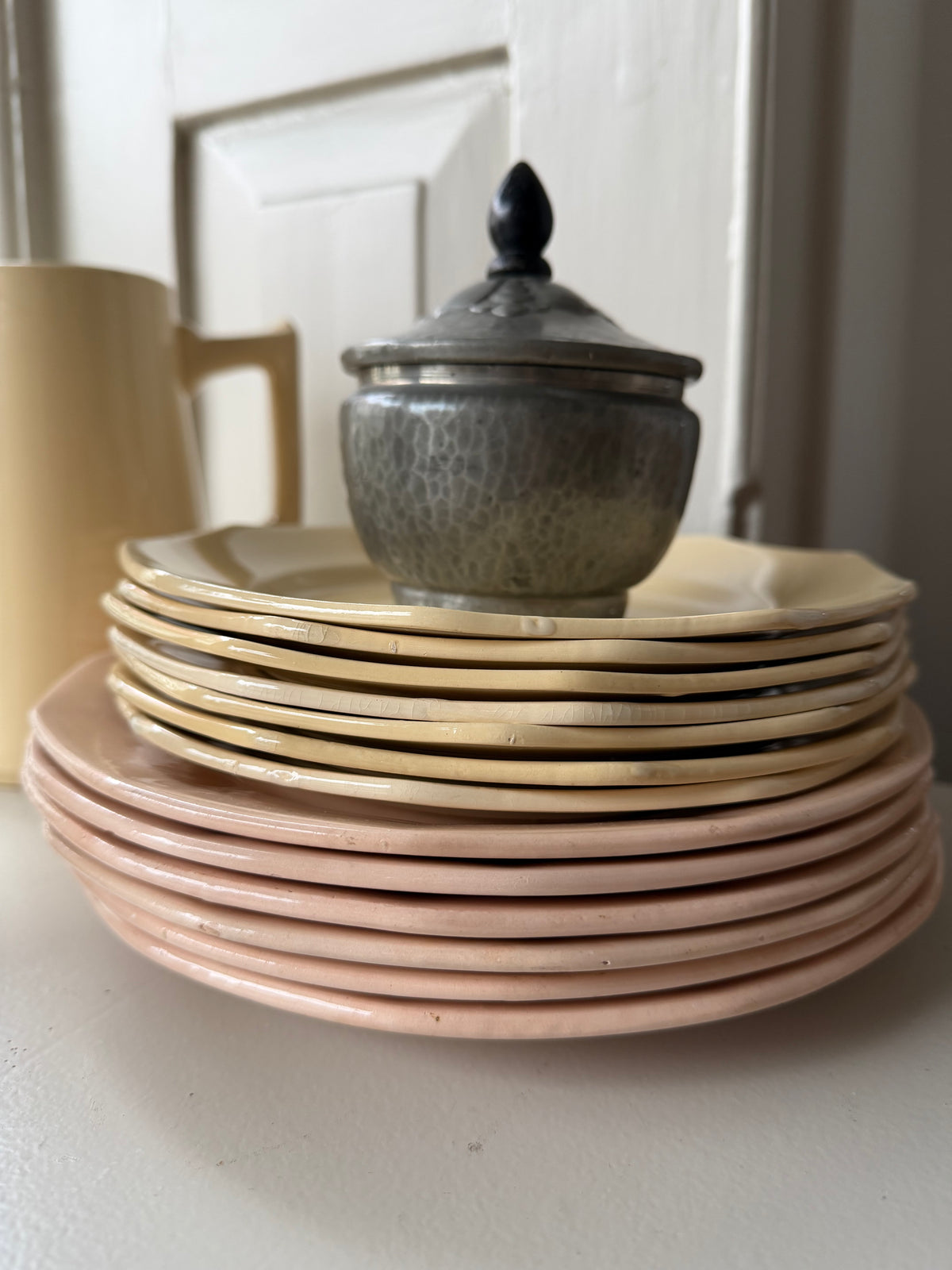 Franske vintage frokosttallerkner - gule
