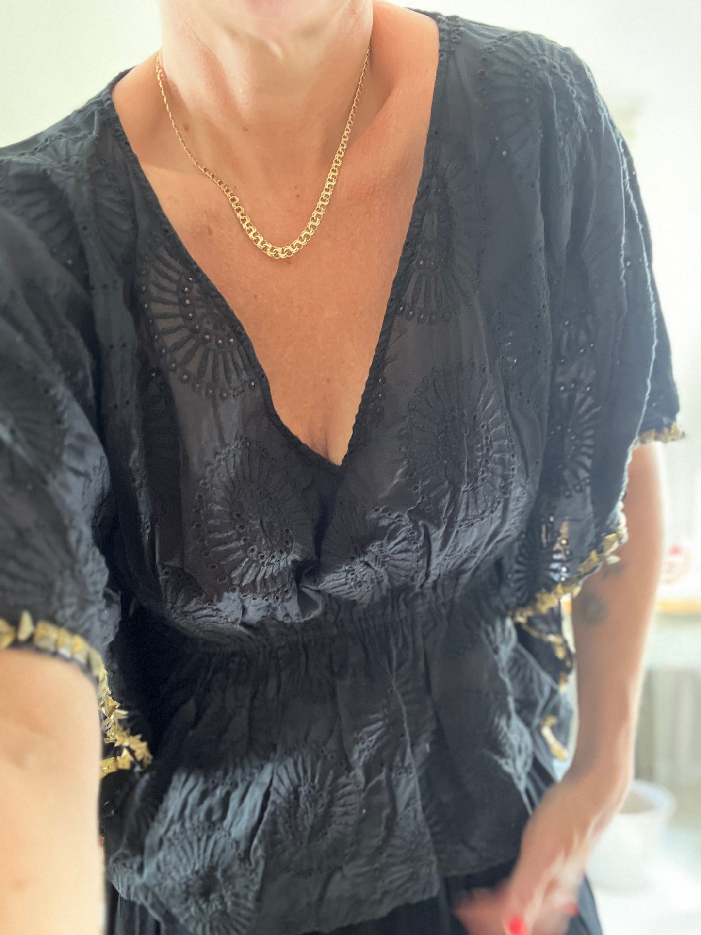 Fransk vintage bluse med pailetter