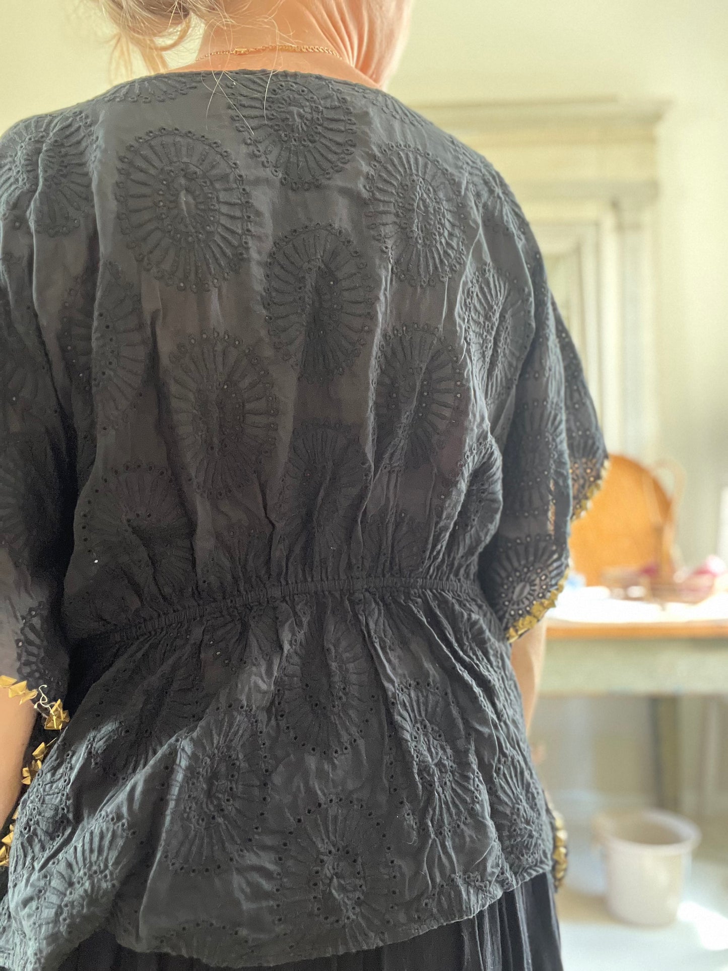 Fransk vintage bluse med pailetter