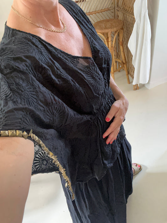 Fransk vintage bluse med pailetter