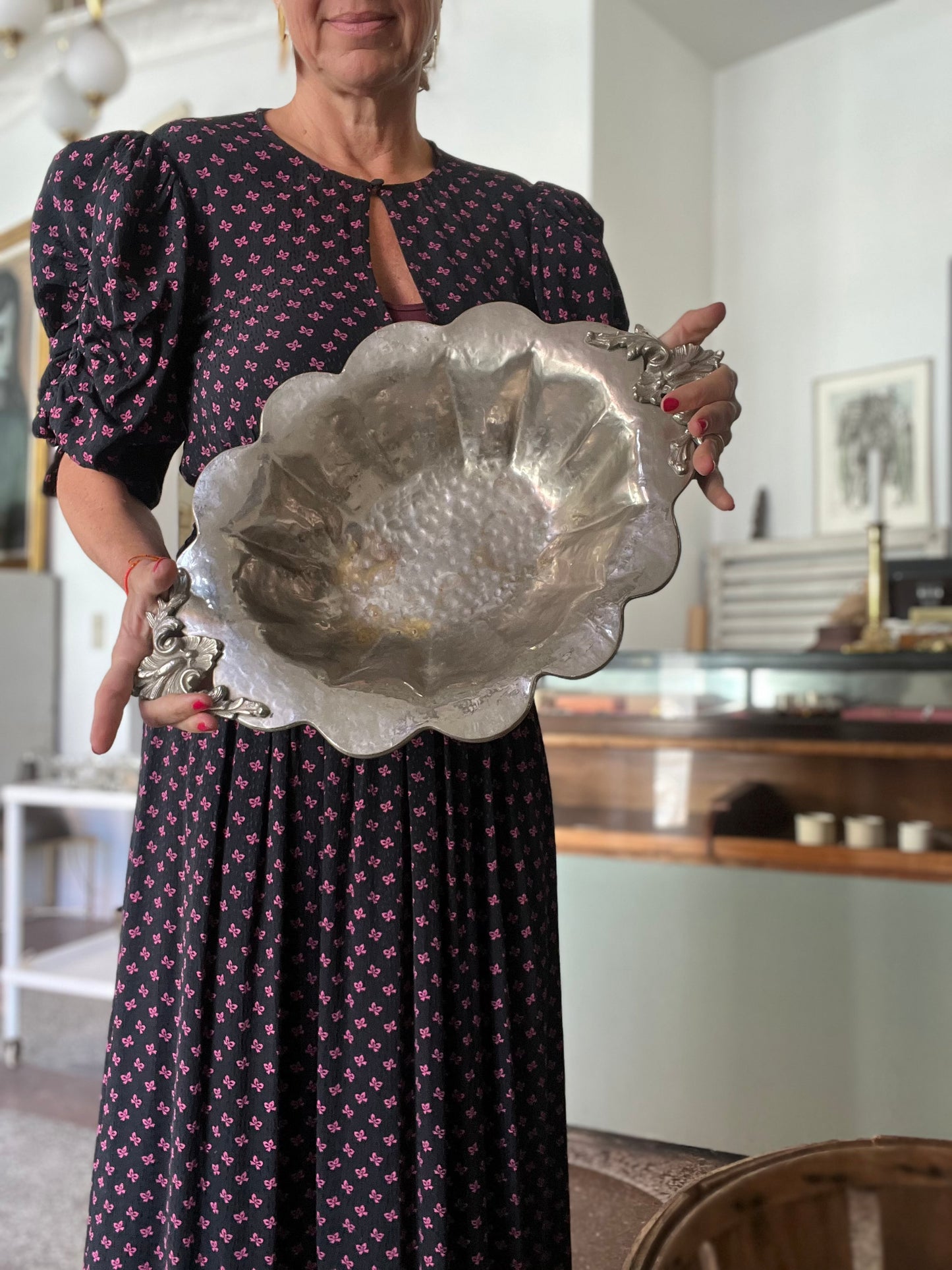 Fransk art nouveau sølvfad på fødder