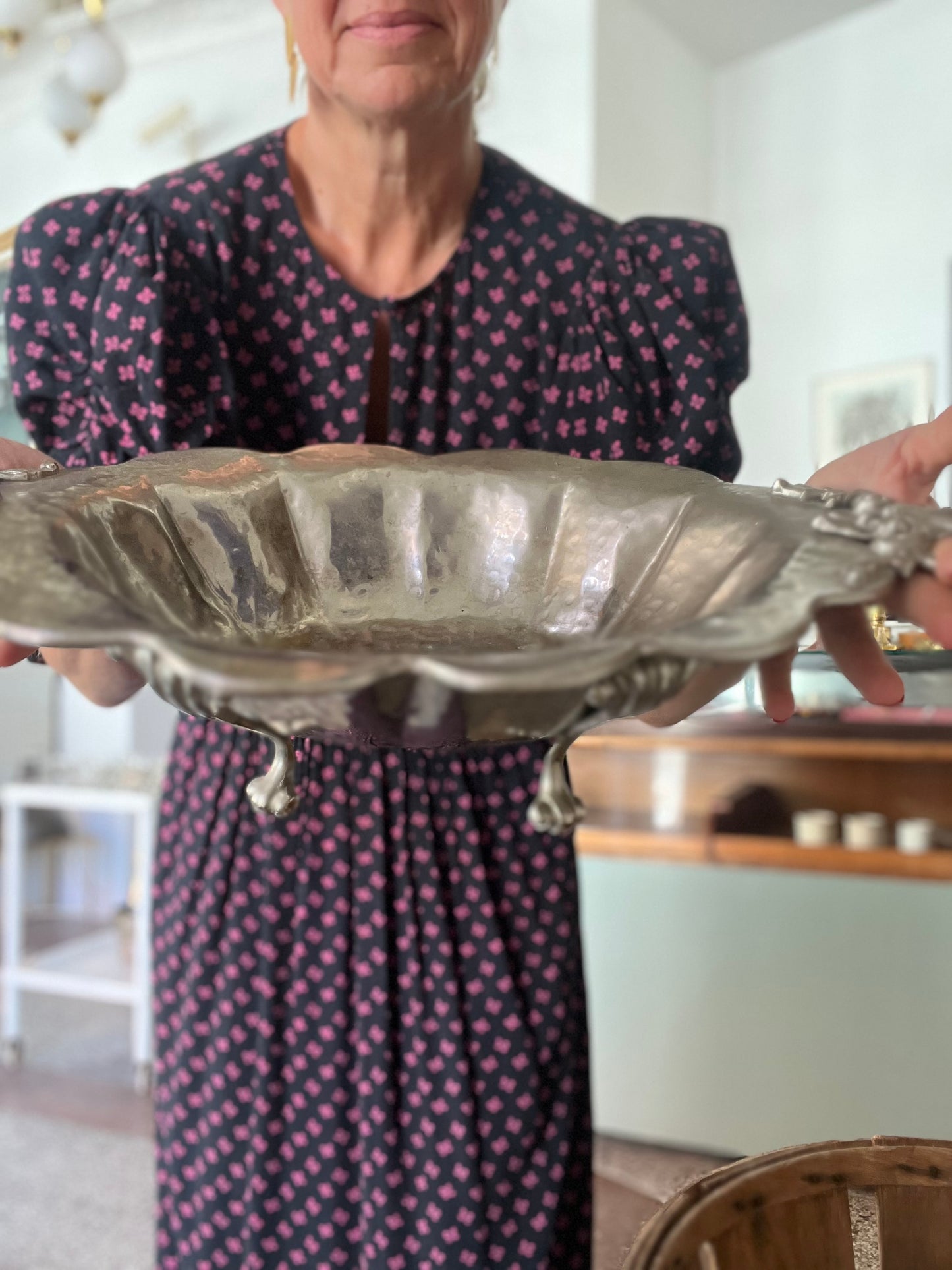 Fransk art nouveau sølvfad på fødder
