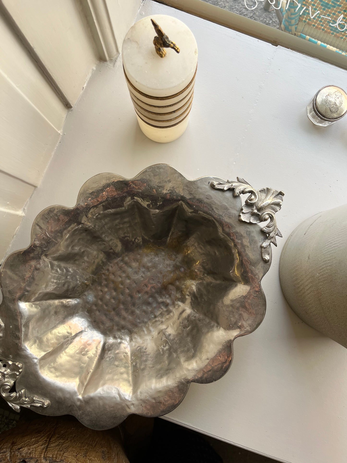 Fransk art nouveau sølvfad på fødder
