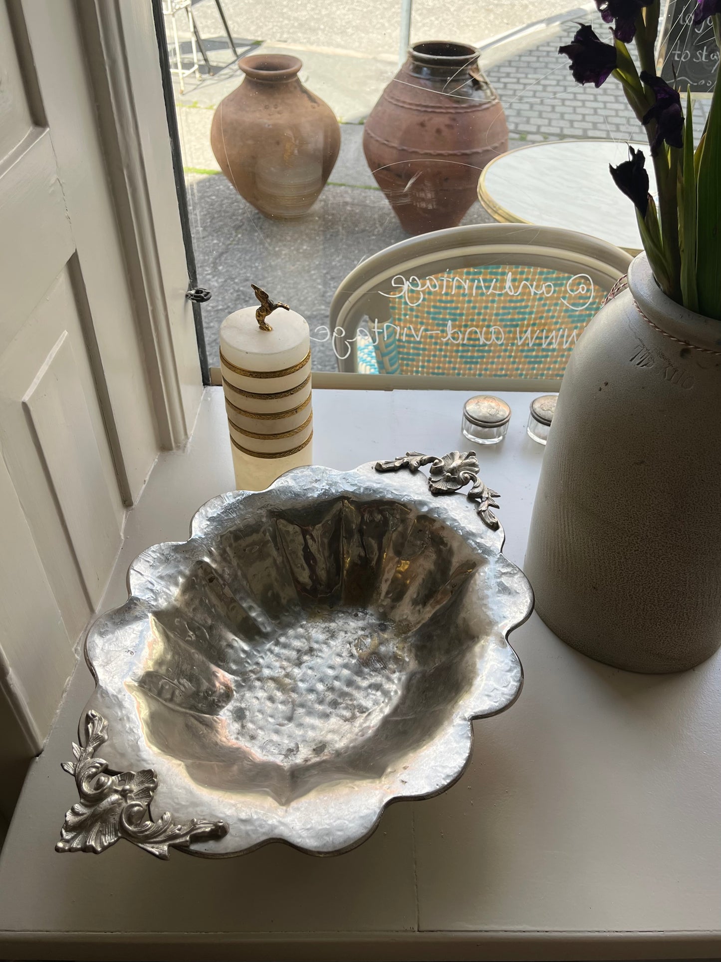 Fransk art nouveau sølvfad på fødder