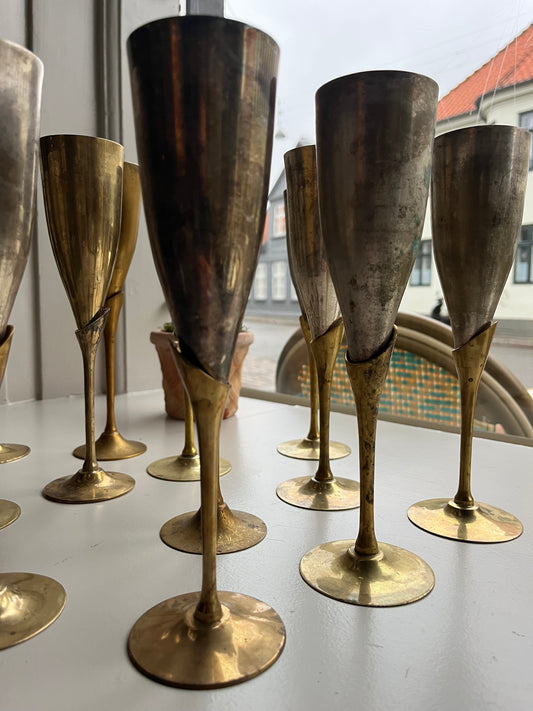 Franske messing champagnefløjter