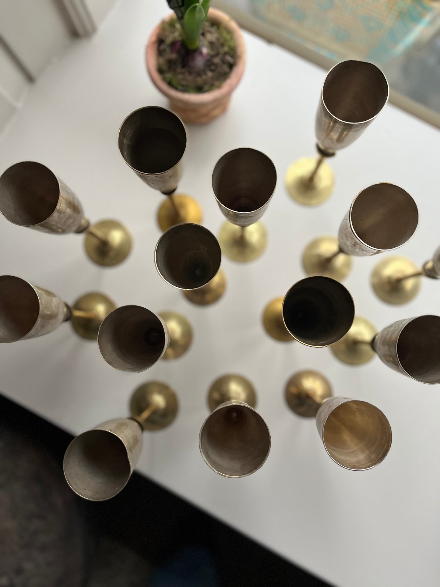 Franske messing champagnefløjter