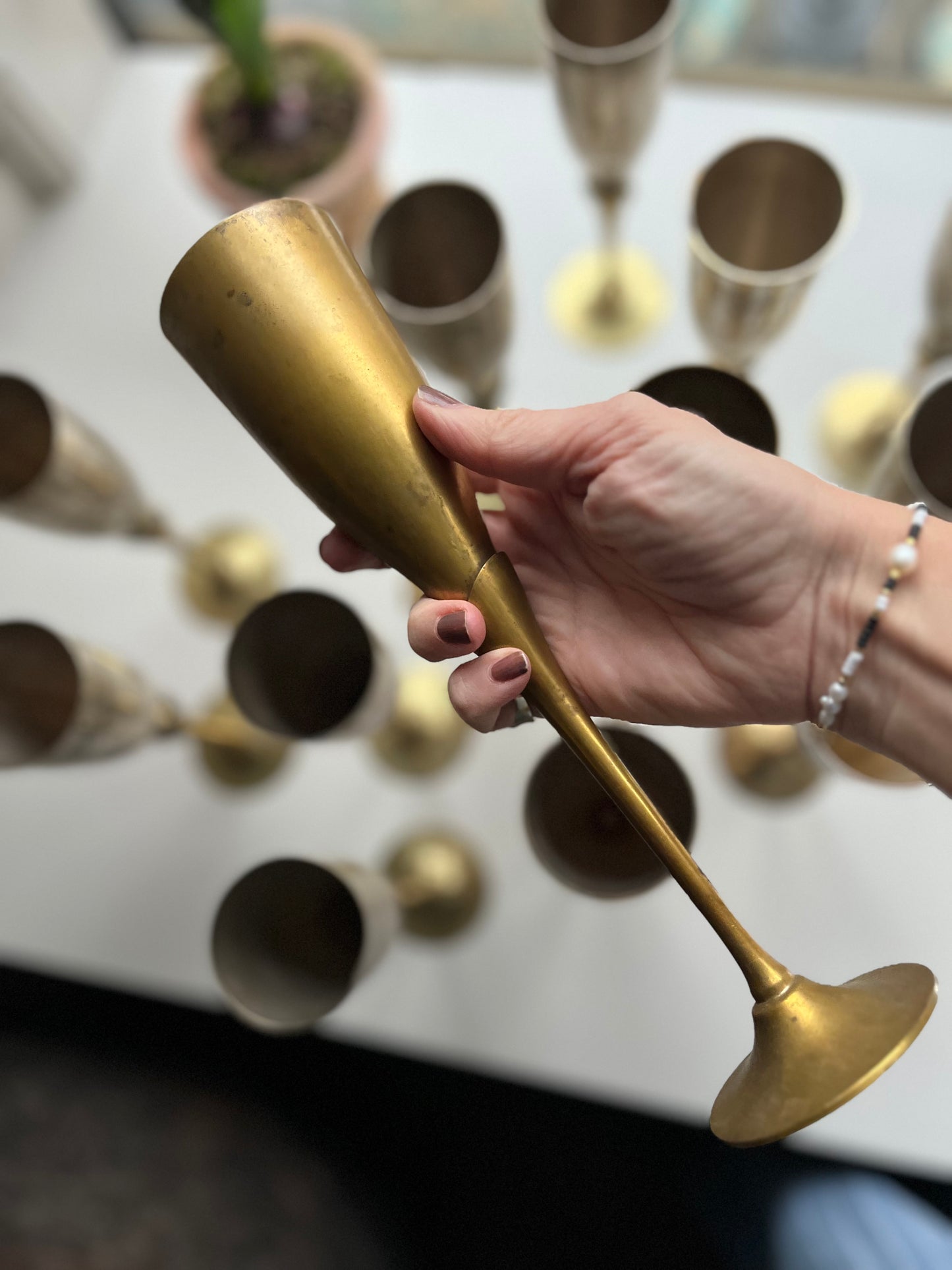 Franske messing champagnefløjter