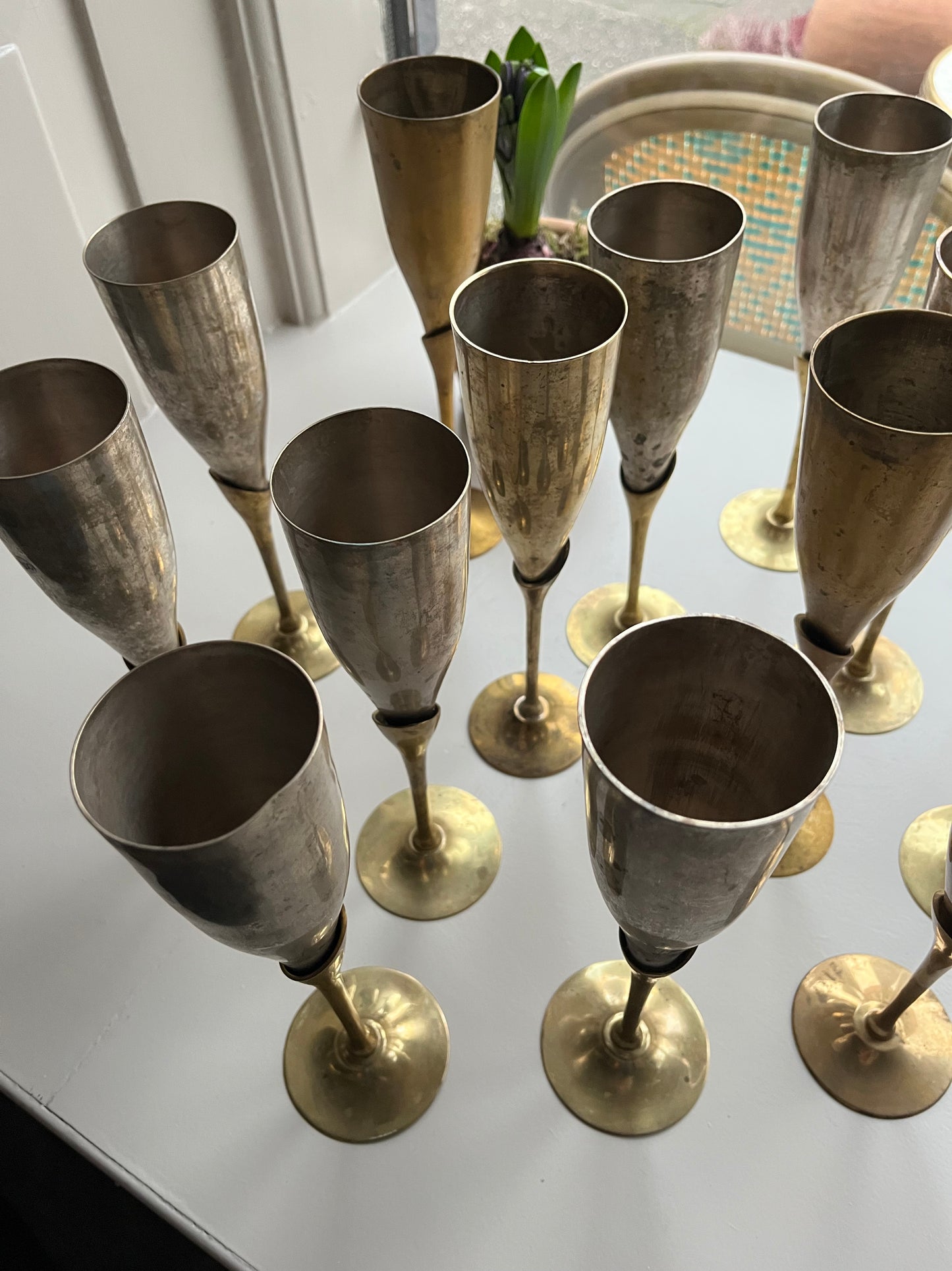 Franske messing champagnefløjter