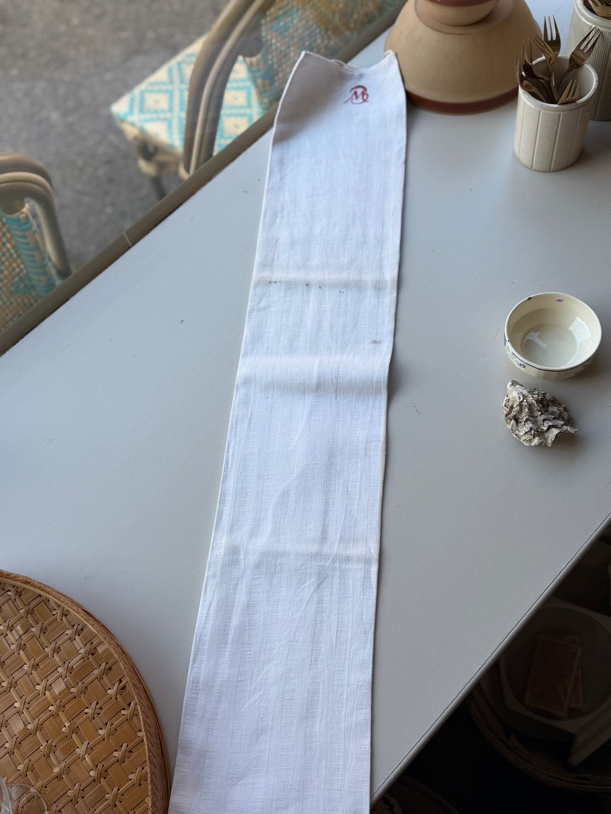 Fransk vintage viskestykke med monogram