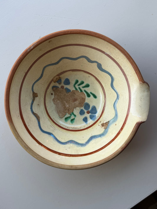 Gammelt dansk lerfad og dejfad i lertøj med mønster fra and-vintage.dk
