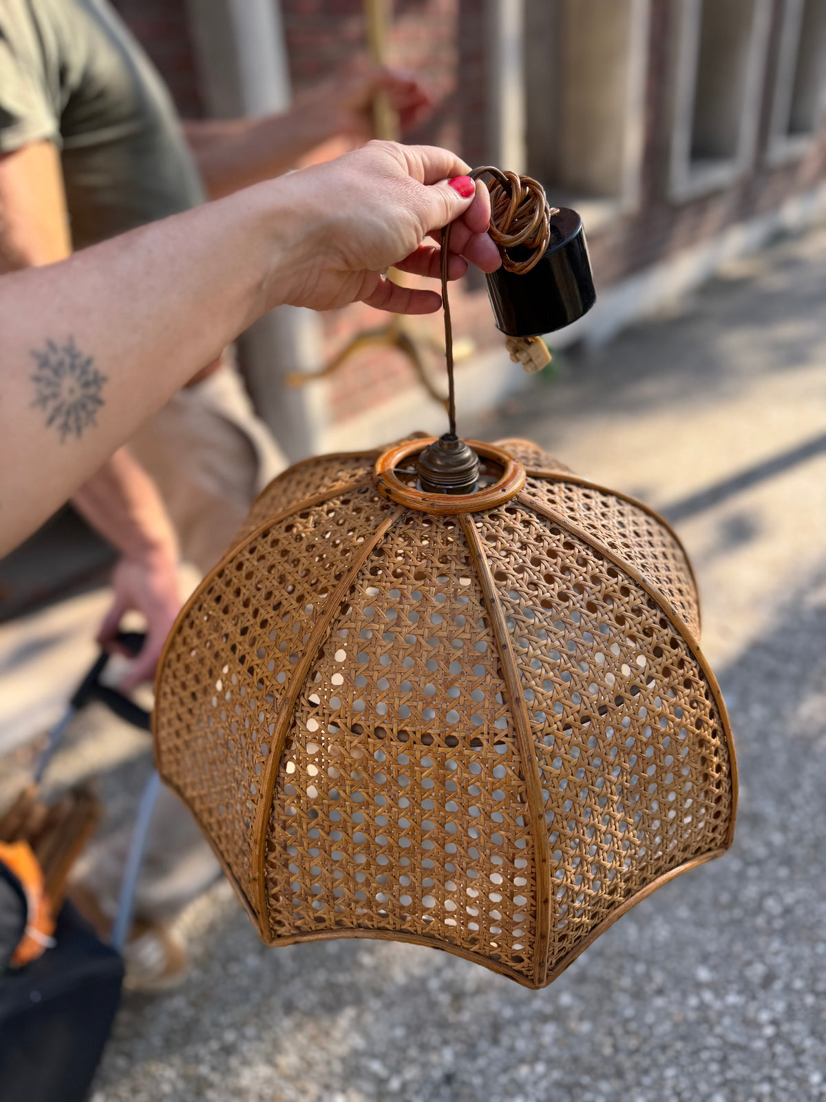 Fransk vintage lampeskærm af fransk flet