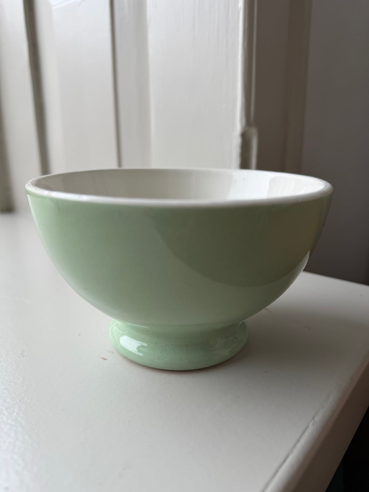 Fransk kaffeskål med mintgrøn glasur