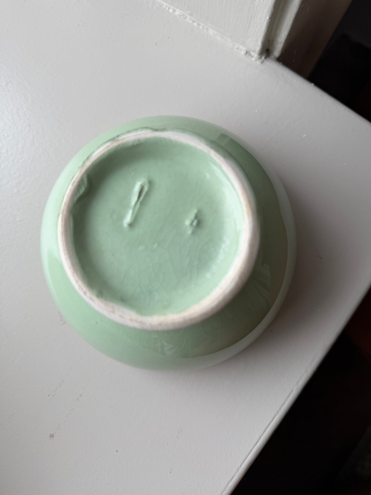 Fransk kaffeskål med mintgrøn glasur