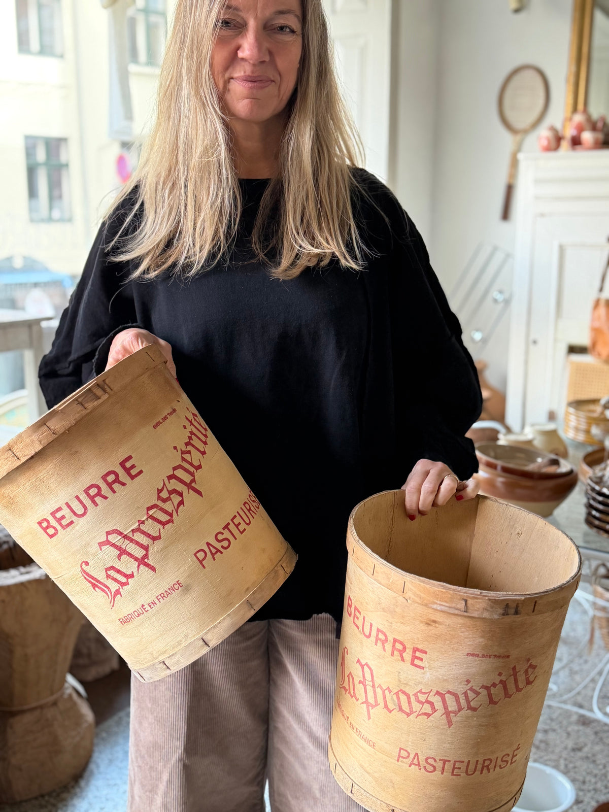 Franske vintage smørspande i spån – La Prospérité