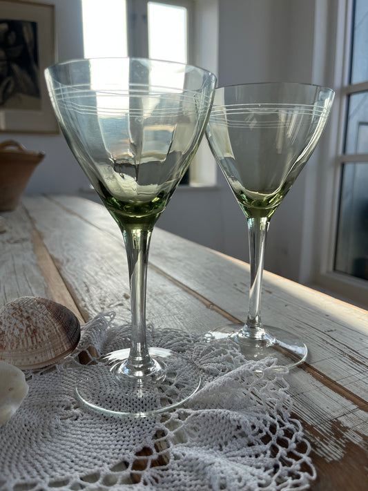 Grønne vintage vinglas