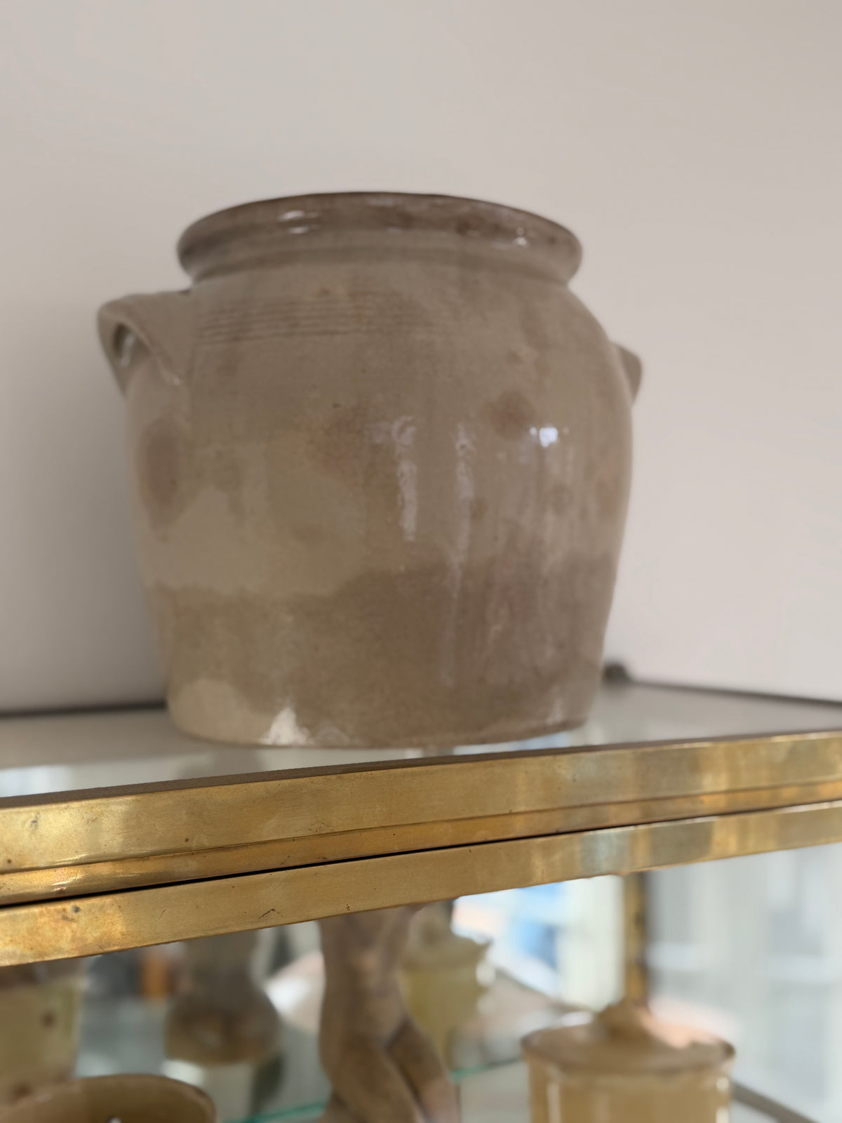 Fransk vintage krukke med grå glasur
