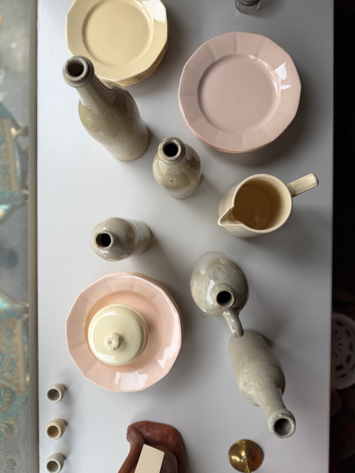 Franske vintage frokosttallerkner - gule