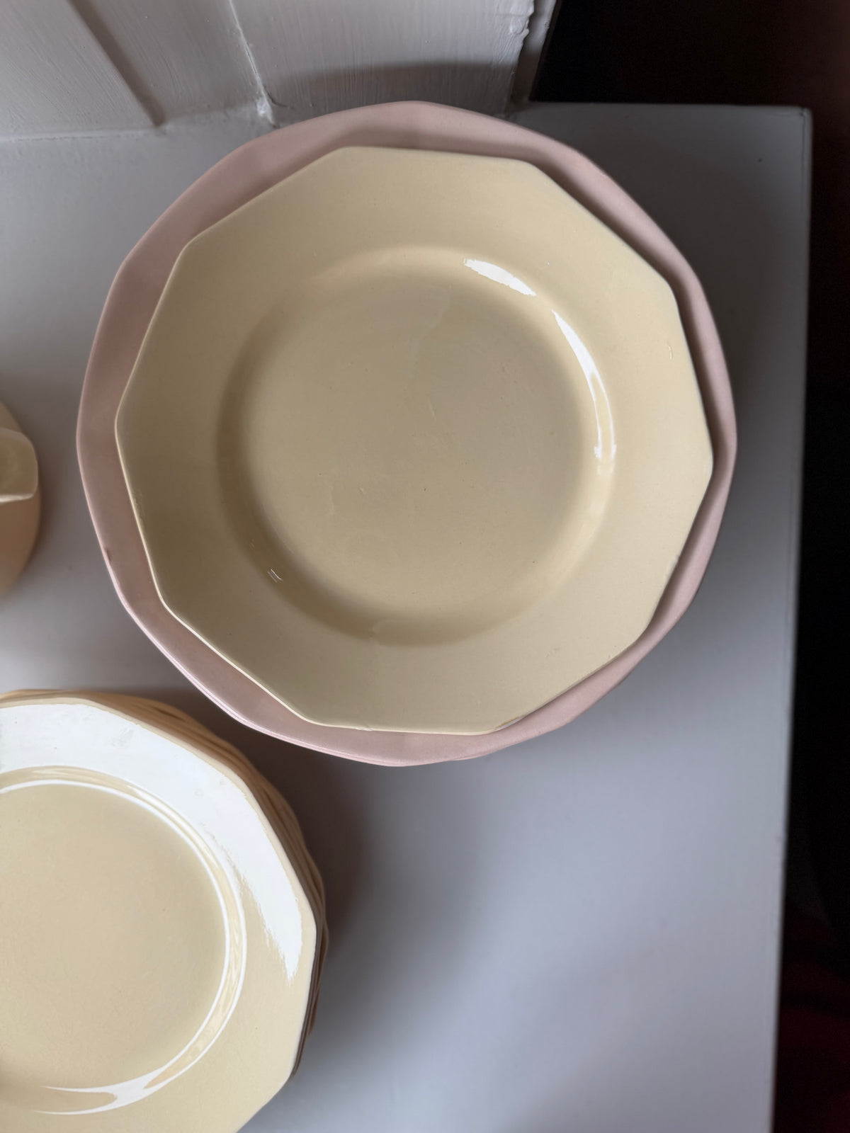 Franske vintage frokosttallerkner - gule