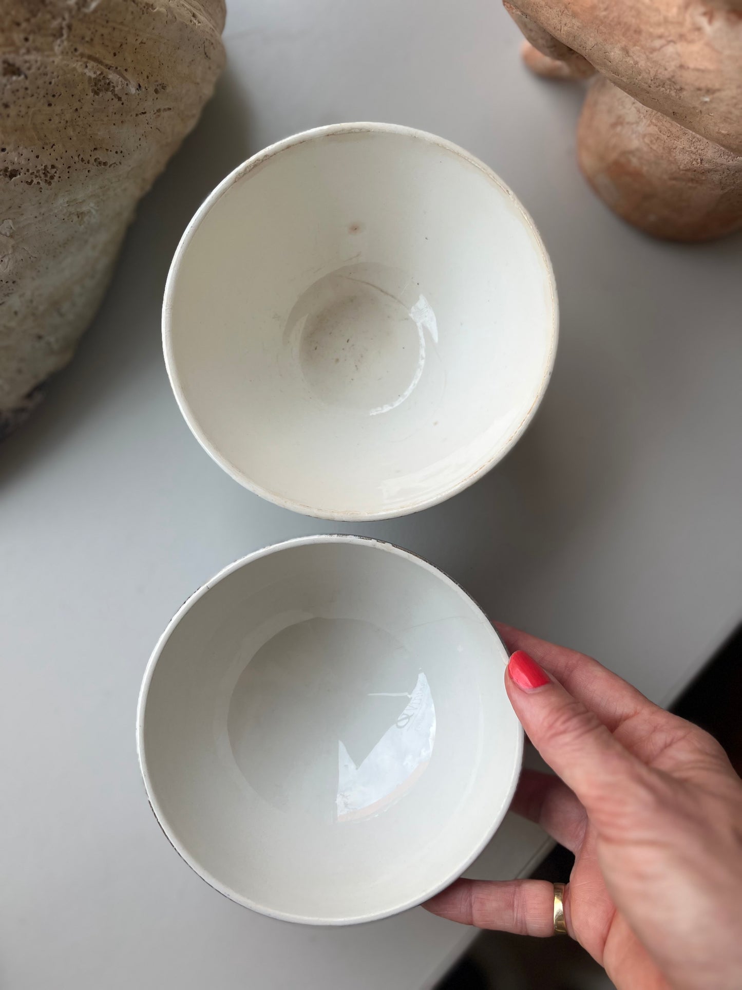 Fransk kaffeskål m prikker