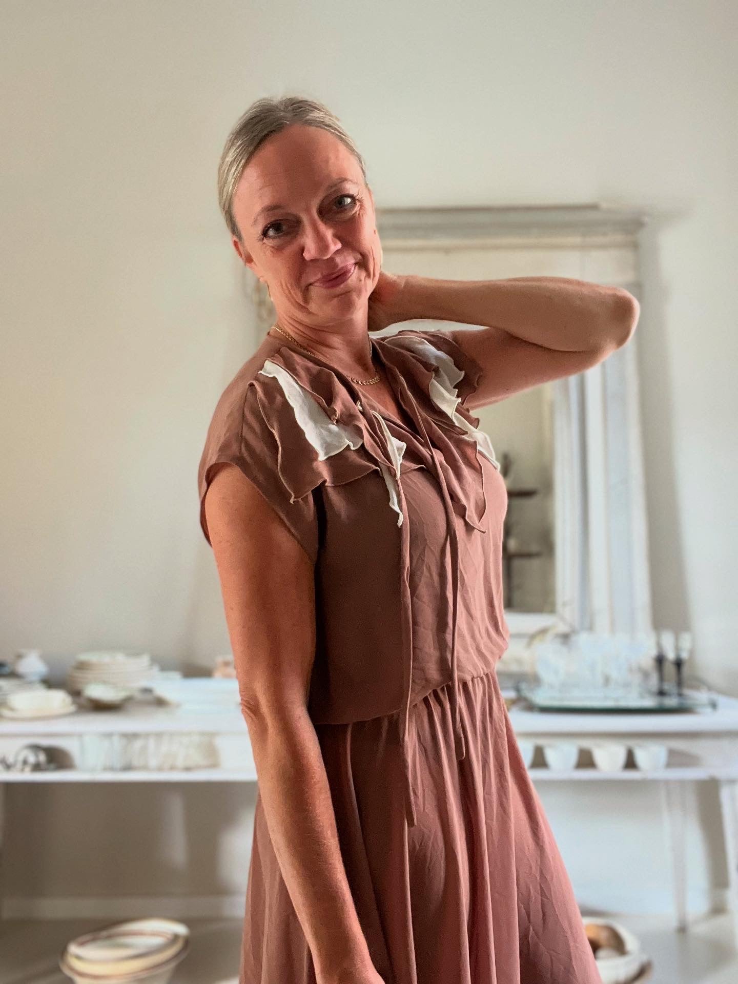 Fransk vintagekjole med flæser