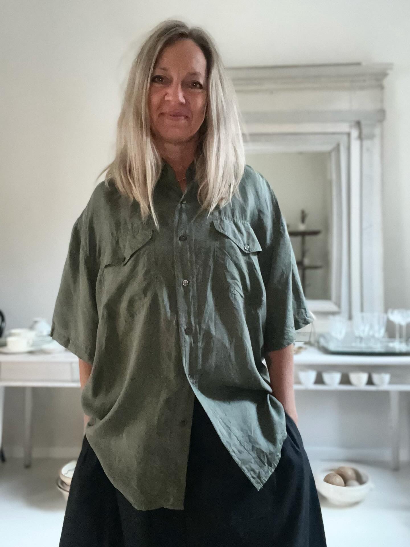 Grøn vintage silkeskjorte, Paris